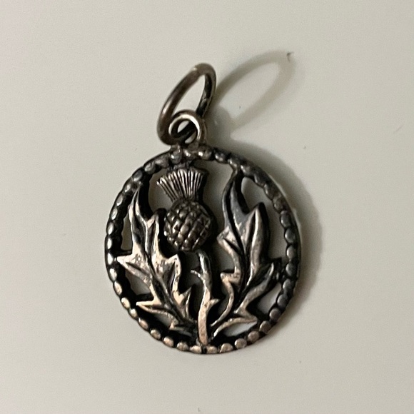 Vintage Silver Thistle Pendant Charm - Picture 3 of 10